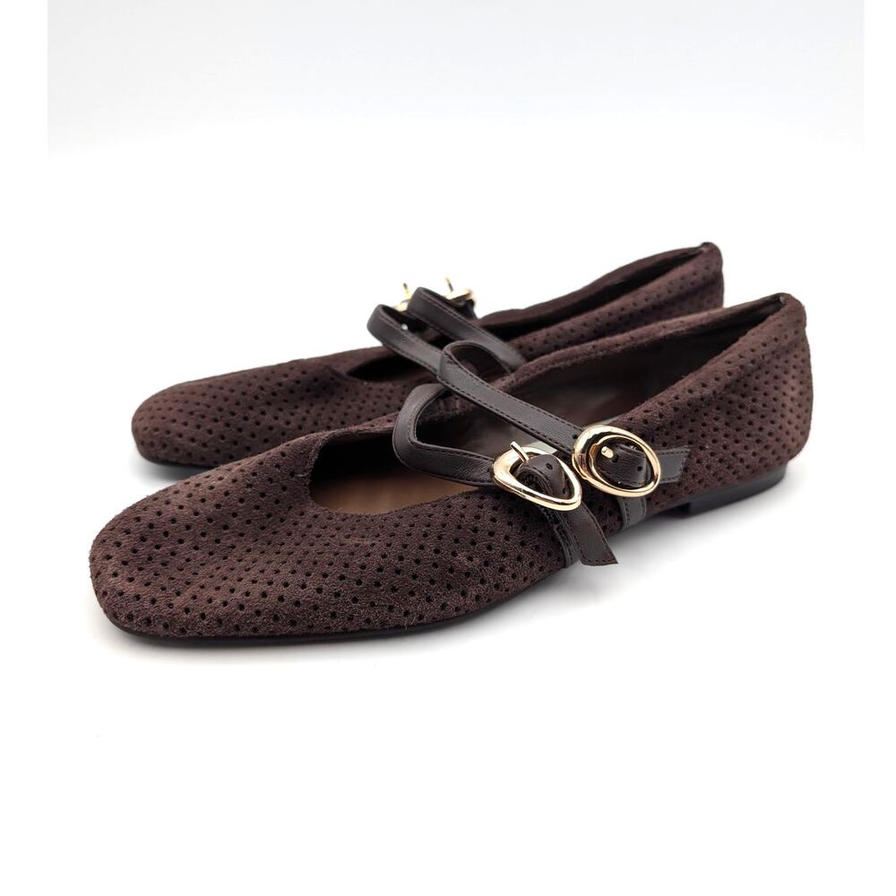 Dolce Vita Alenia Perforated Mary Jane Flats Women's Brown Size US7 EU38